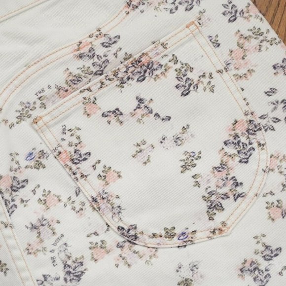 🆕RAG & BONE Pink Floral Print High-Rise Twill - Picture 7 of 8